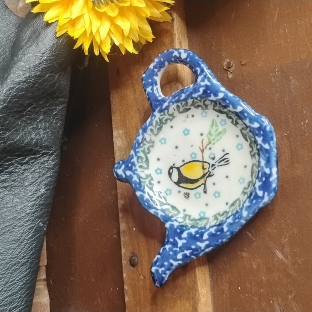 Blue Bird Teapot-Shaped Spoon Rest
